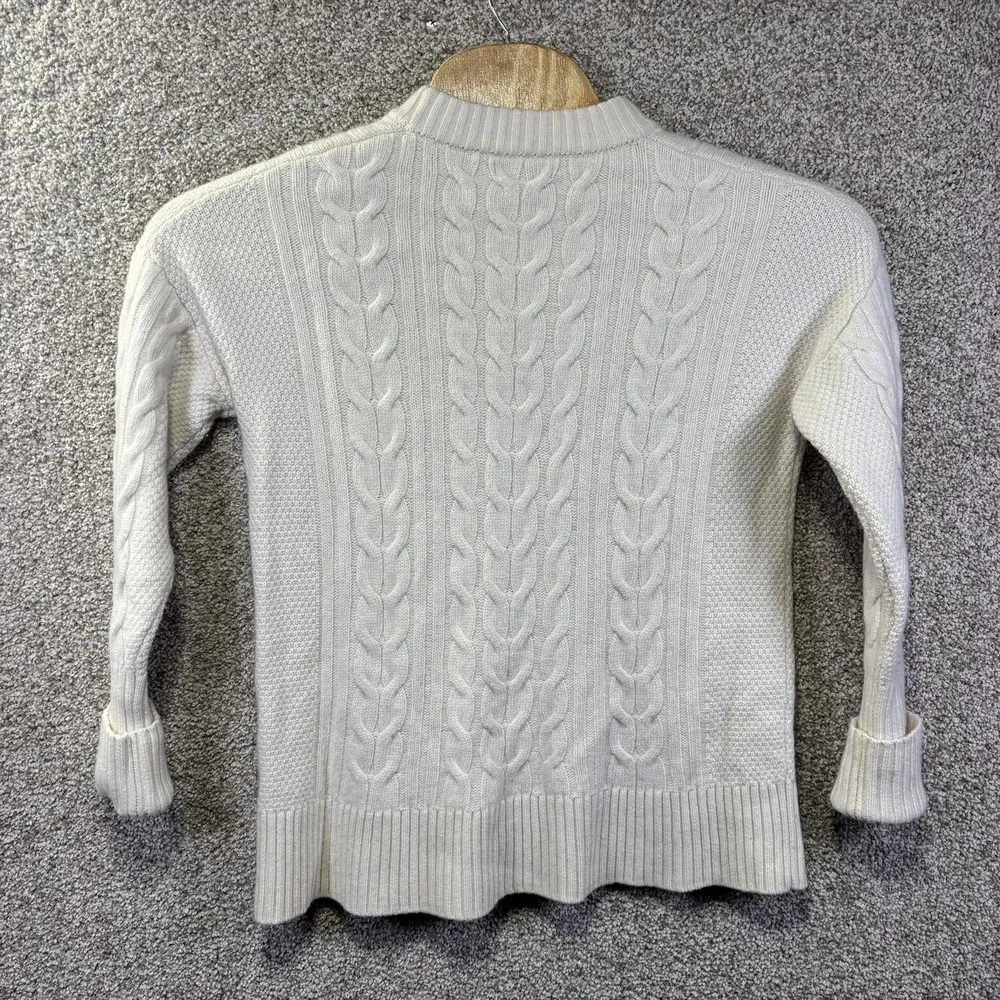 Banana Republic Sweater Mens Large‎ White Cashmere Mock Neck Cable Knit Pullover